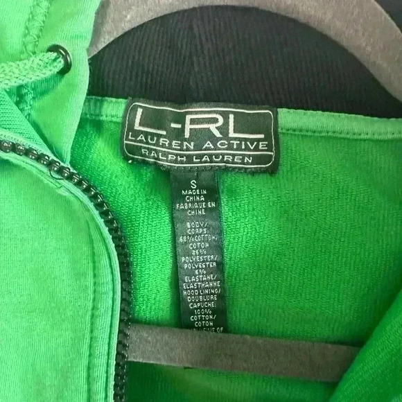 182. Ralph Lauren Active Casual Hoodie Jacket Women's Bright Green Full Zipper - Picture 4 of 6